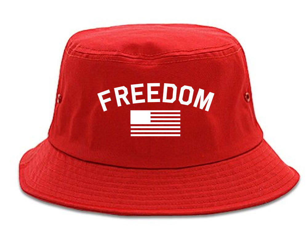 Freedom_Flag Red Bucket Hat
