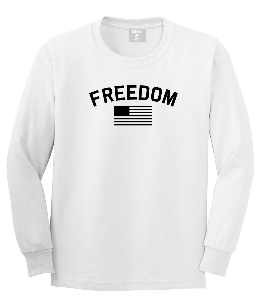 Freedom Flag Mens White Long Sleeve T-Shirt by KINGS OF NY