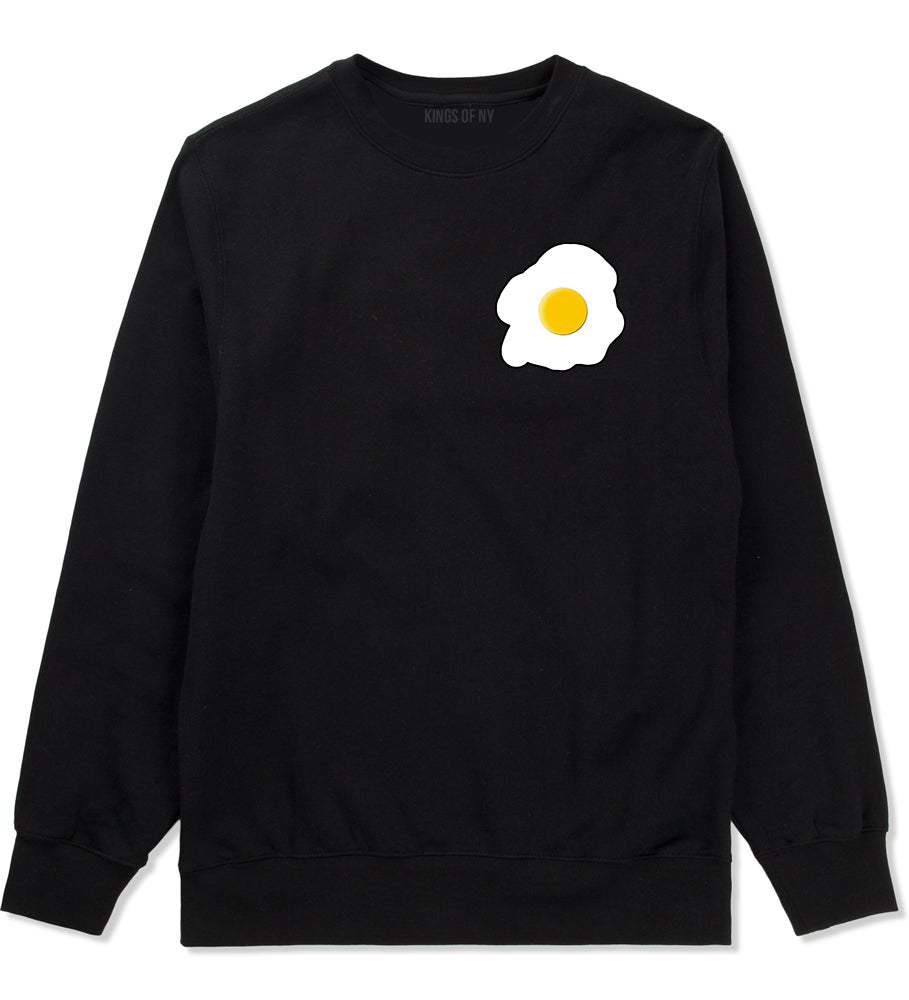 Fried Egg Breakfast Chest Mens Black Crewneck Sweatshirt by KINGS OF NY
