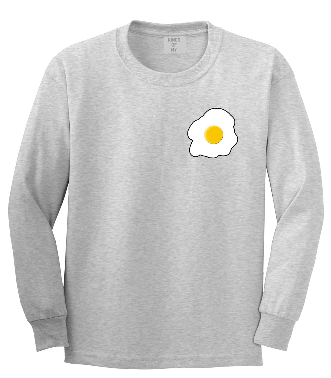 Fried Egg Breakfast Chest Mens Grey Long Sleeve T-Shirt by KINGS OF NY