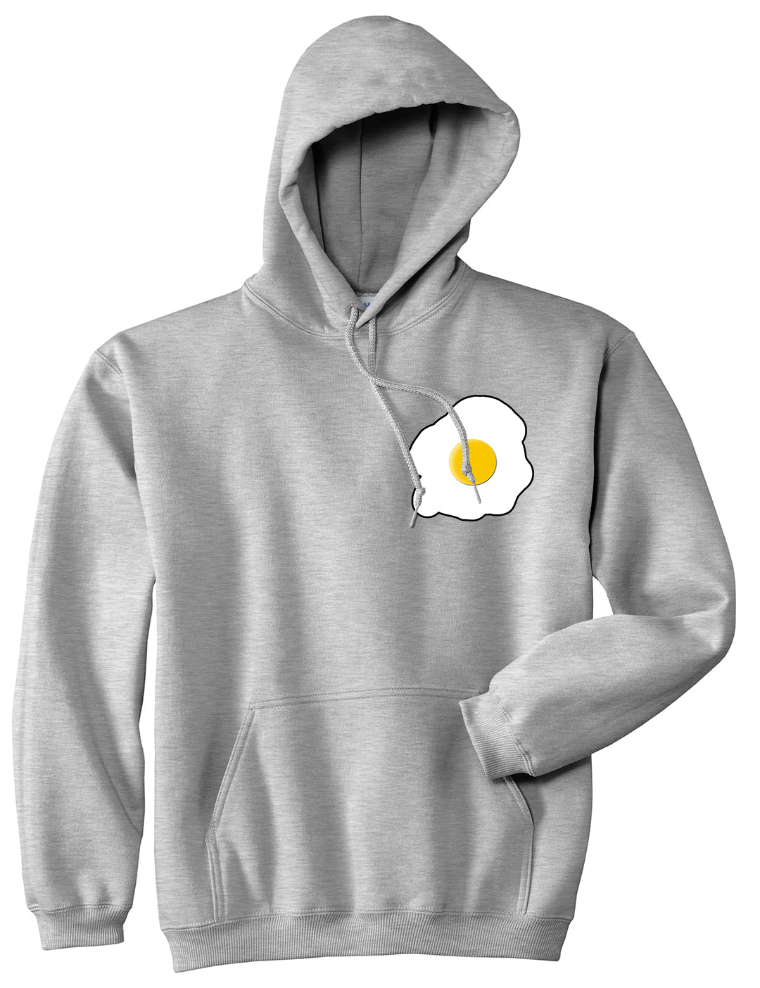Fried Egg Breakfast Chest Mens Grey Pullover Hoodie by KINGS OF NY