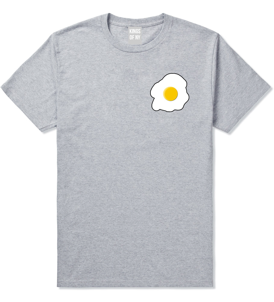 Fried Egg Breakfast Chest Mens Grey T-Shirt by KINGS OF NY