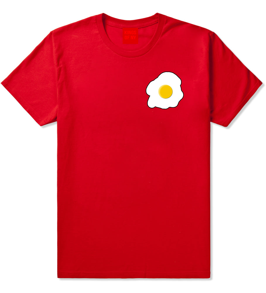Fried Egg Breakfast Chest Mens Red T-Shirt by KINGS OF NY