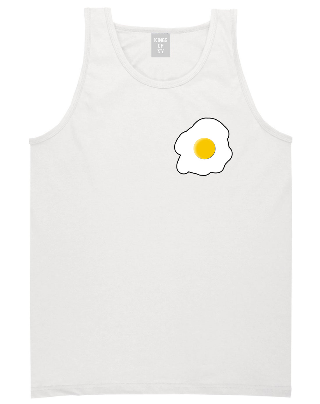 Fried Egg Breakfast Chest Mens White Tank Top Shirt by KINGS OF NY