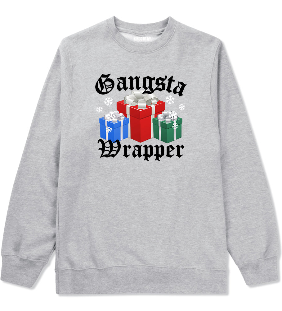 Gangsta Wrapper Christmas Gift Funny Grey Mens Crewneck Sweatshirt