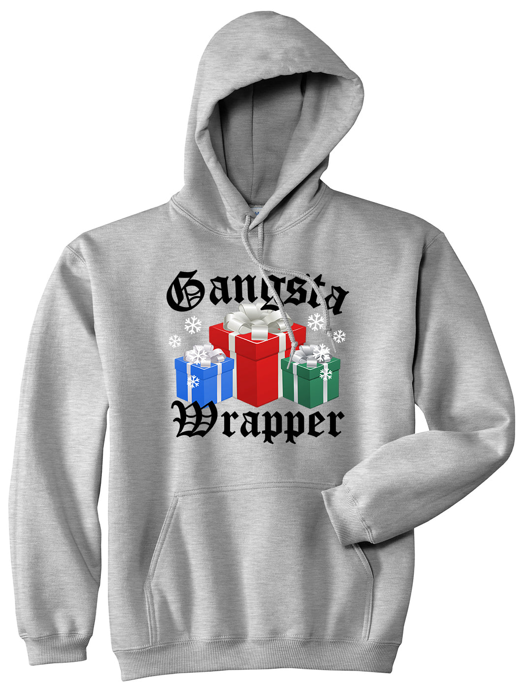Gangsta Wrapper Christmas Gift Funny Grey Mens Pullover Hoodie