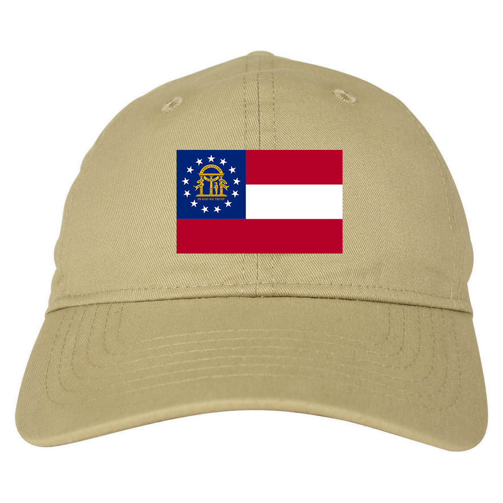 Georgia State Flag GA Chest Mens Dad Hat Tan