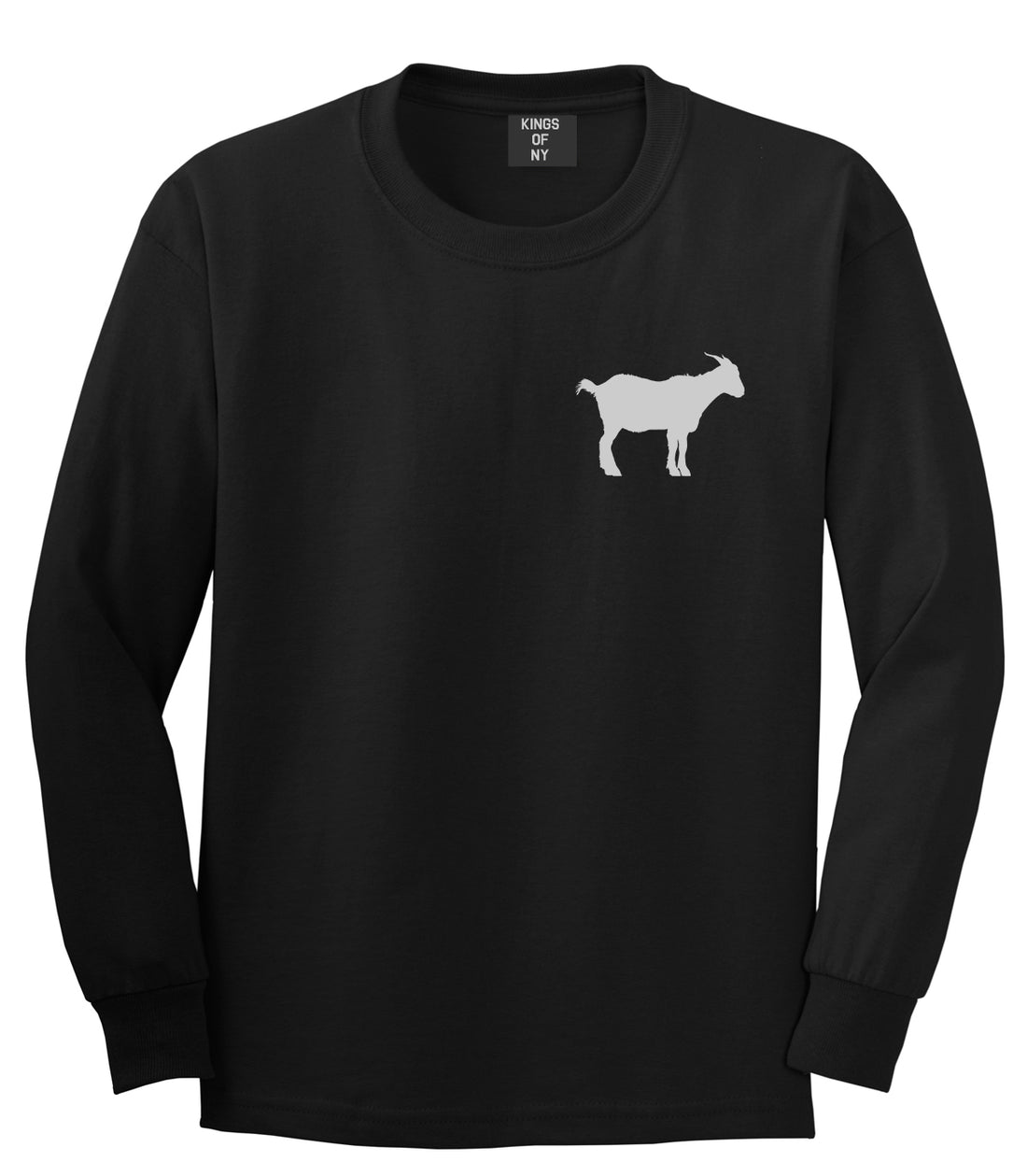 Goat Animal Chest Mens Black Long Sleeve T-Shirt by KINGS OF NY