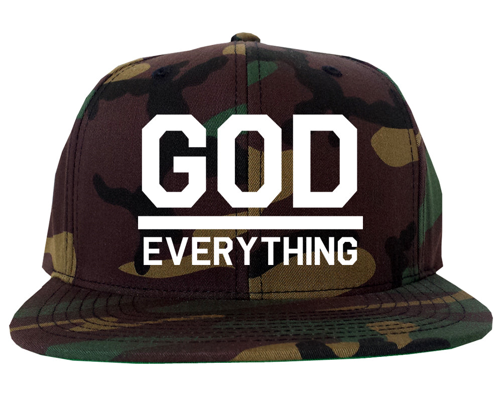 God Over Everything Mens Snapback Hat Green Camo