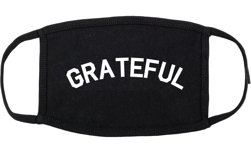 Grateful Thankful Cotton Face Mask Black