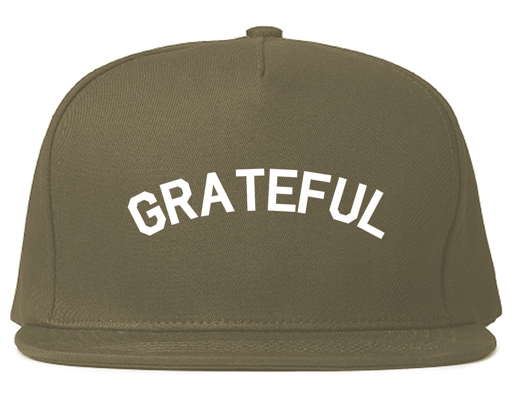 Grateful Thankful Mens Snapback Hat Grey