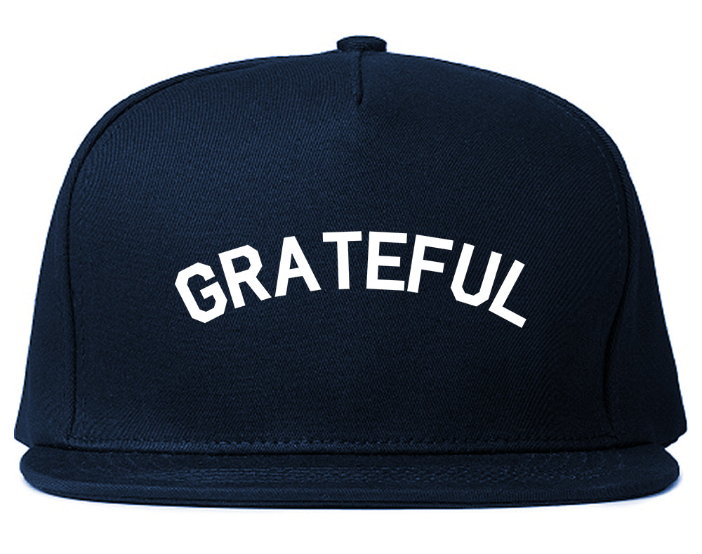 Grateful Thankful Mens Snapback Hat Navy Blue