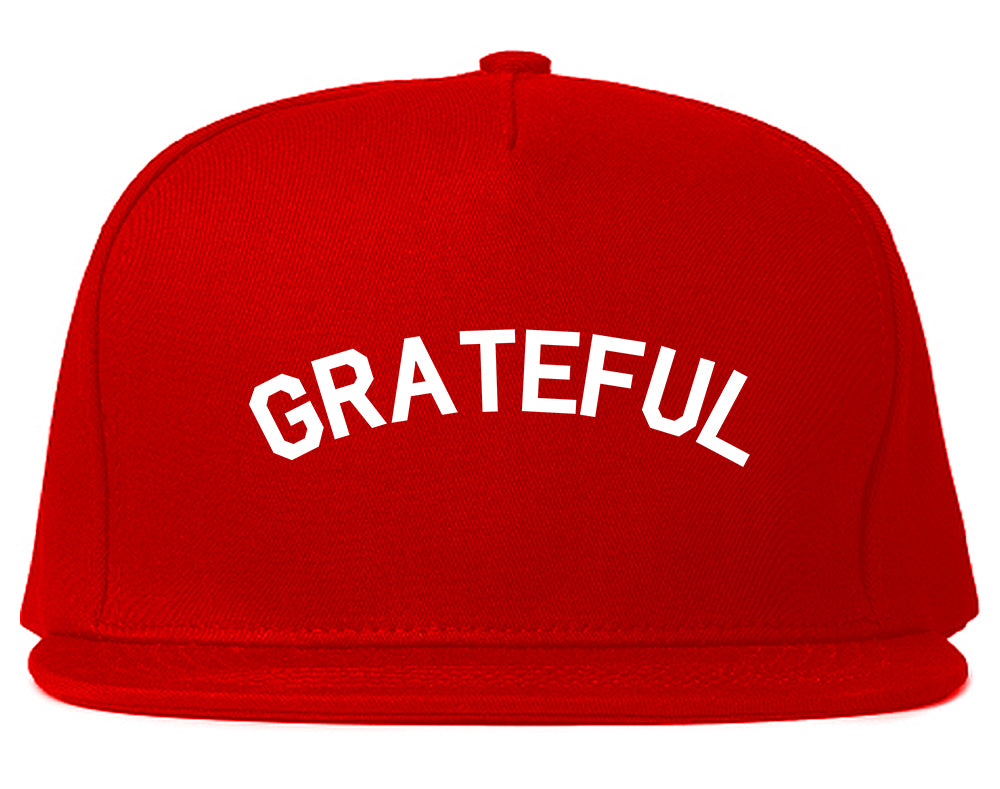 Grateful Thankful Mens Snapback Hat Red
