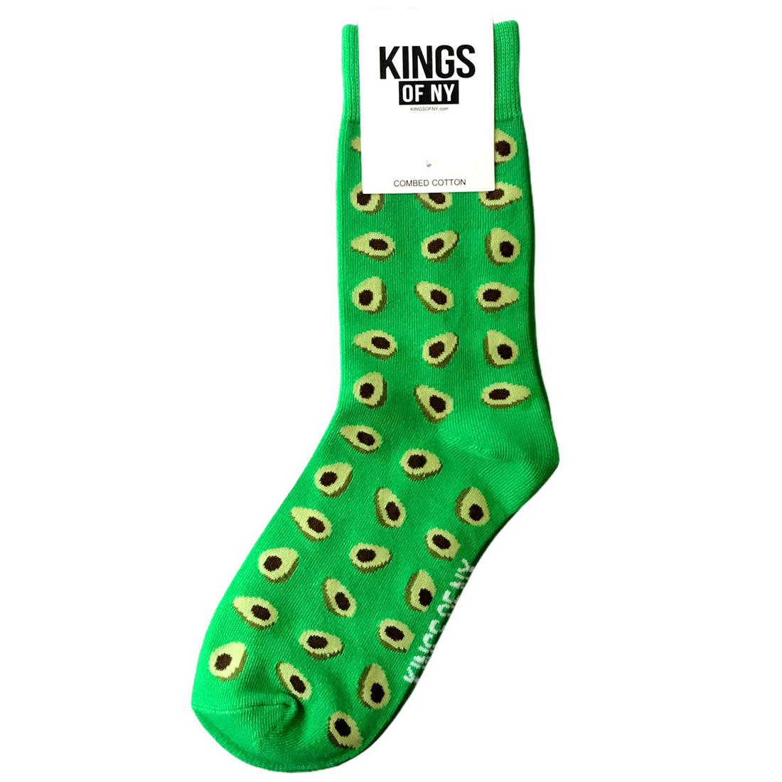 Green Avocado Pattern Mens Crew Socks