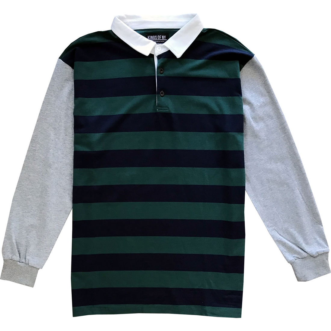 Green and Navy Blue Striped Mens Rugby Shirt