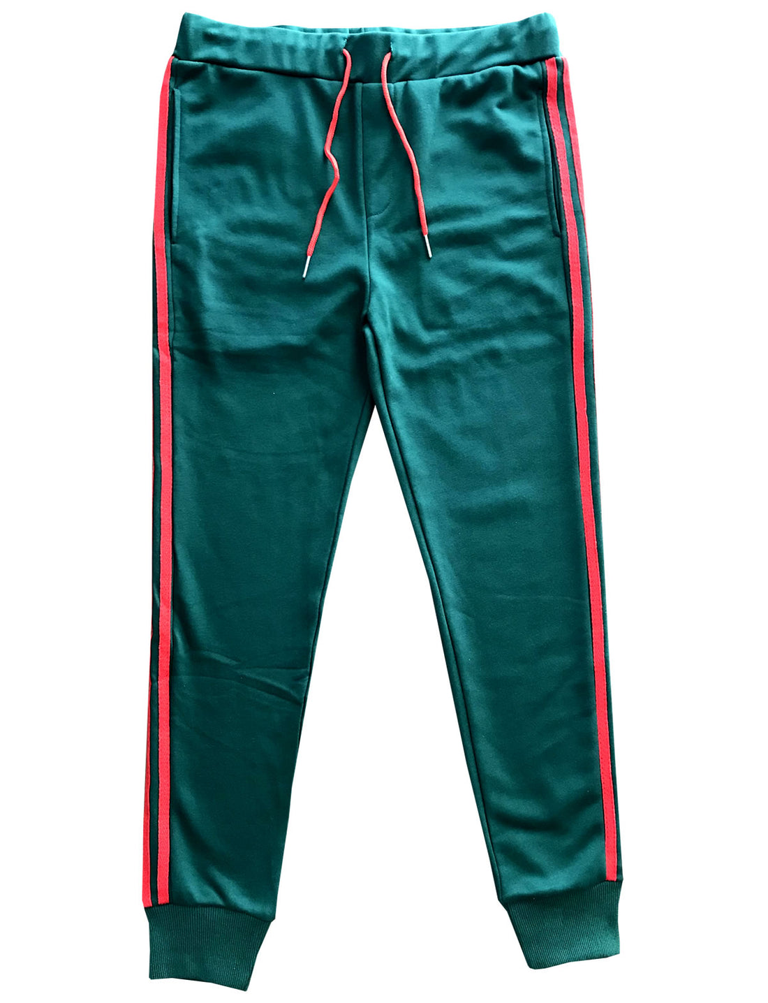 Green with Red Stripes Skinny Fit Jogger Sweatpants