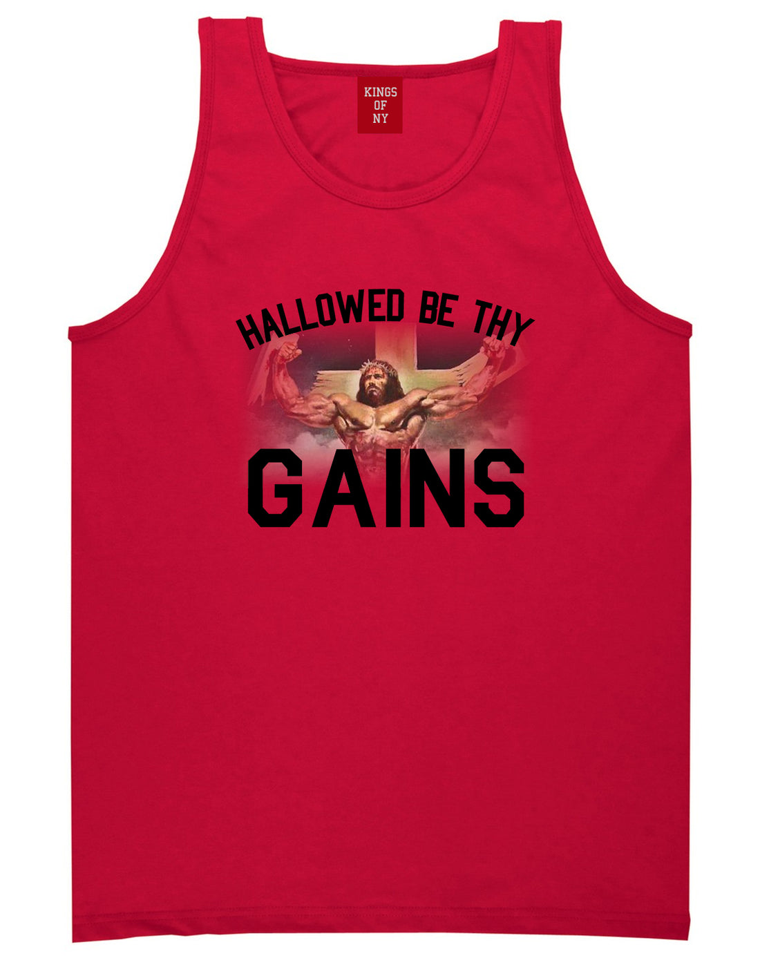 Hallowed Be Thy Gains Jesus Work Out Mens Tank Top Shirt Red