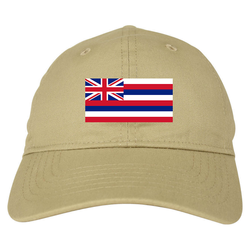 Hawaii State Flag HI Chest Mens Dad Hat Tan