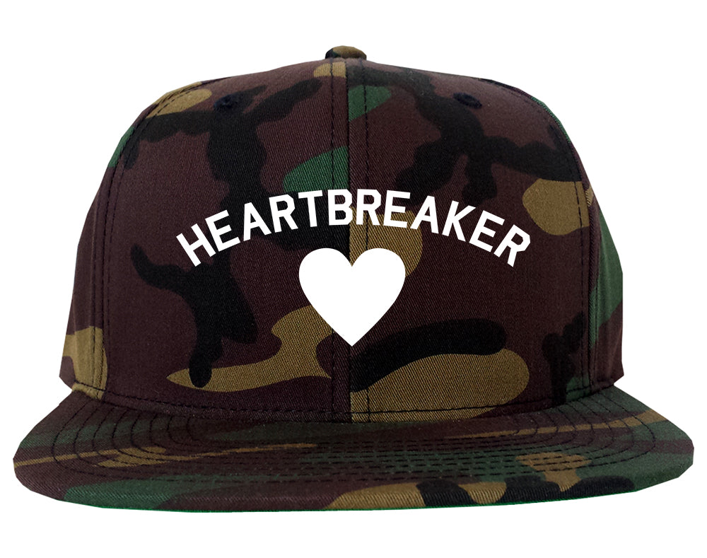 Heartbreaker Valentines Day Mens Snapback Hat Green Camo