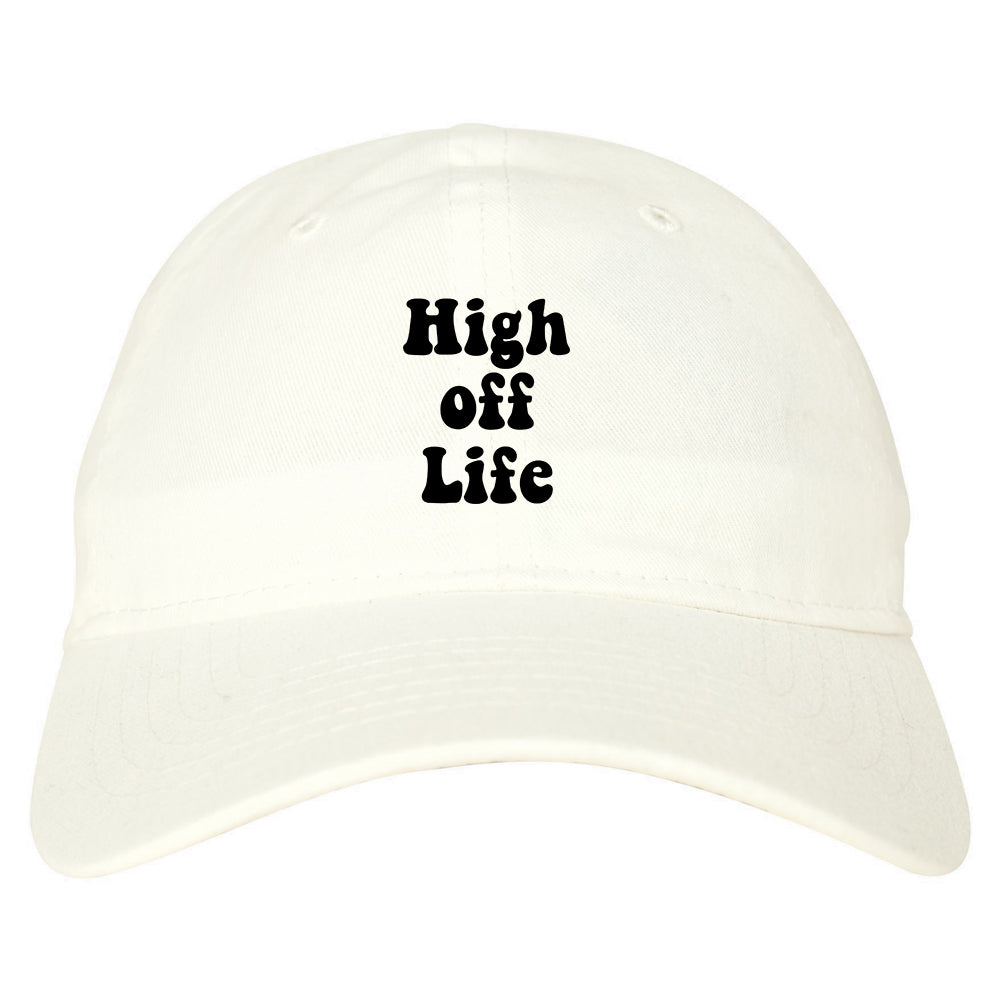 High Off Life Mens Dad Hat Baseball Cap White