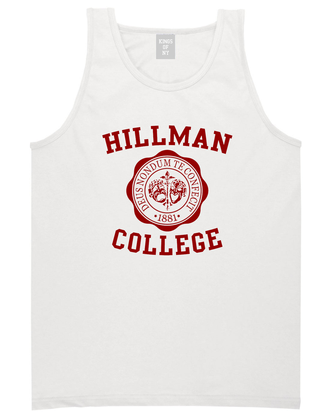 Hillman College Mens Tank Top Shirt White