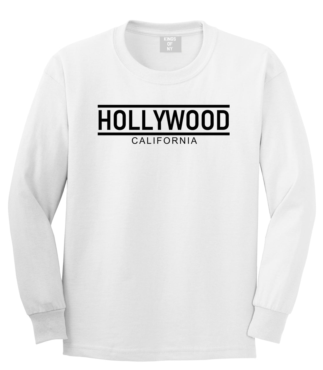 Hollywood California City Lines Mens Long Sleeve T-Shirt White
