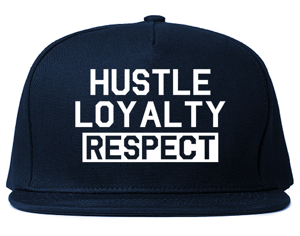 Hustle Loyalty Respect Mens Snapback Hat Navy Blue