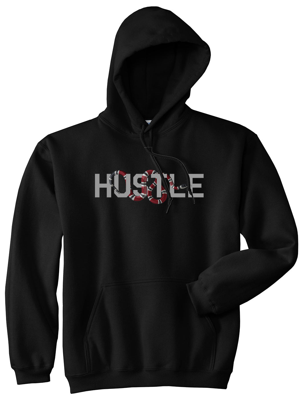 Hustle Snake Mens Pullover Hoodie Black by Kings Of NY