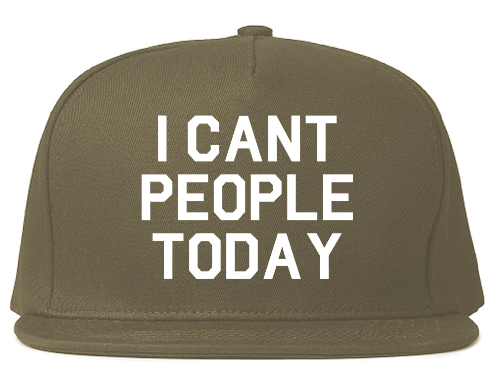 I Cant People Today Funny Mens Snapback Hat Grey