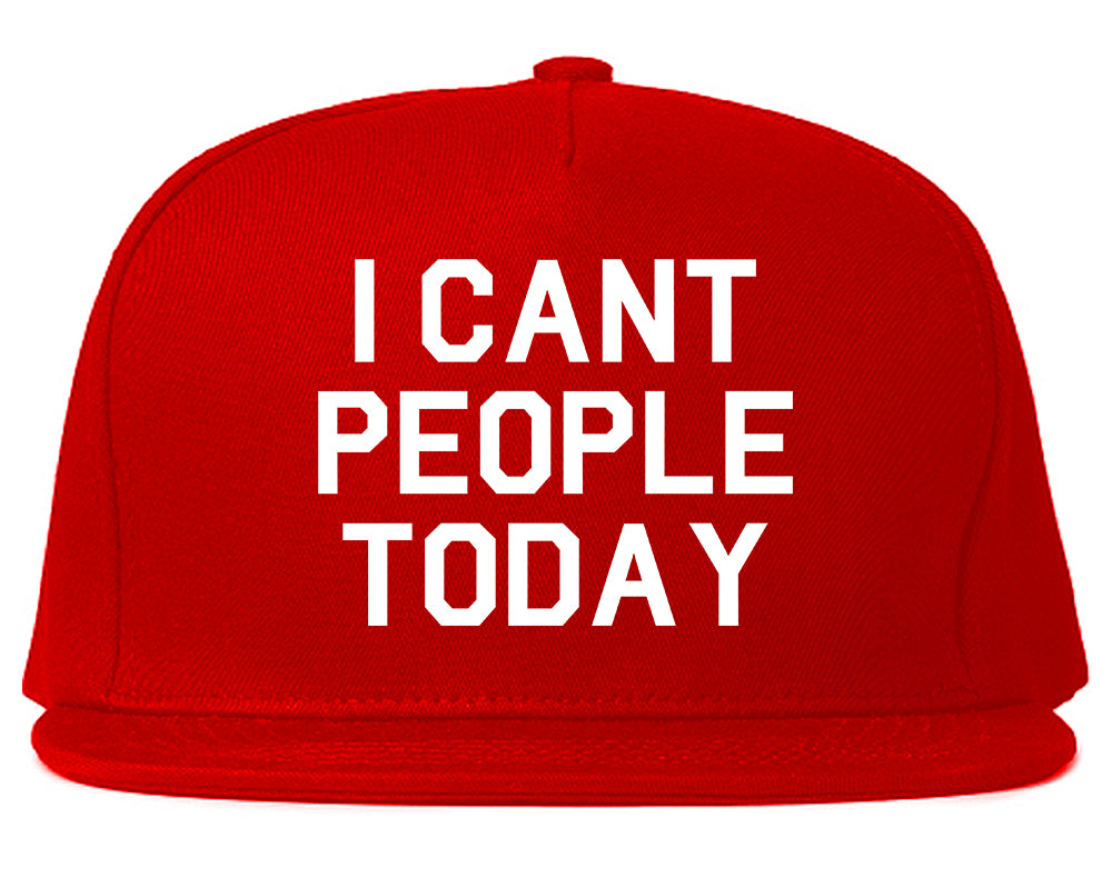 I Cant People Today Funny Mens Snapback Hat Red
