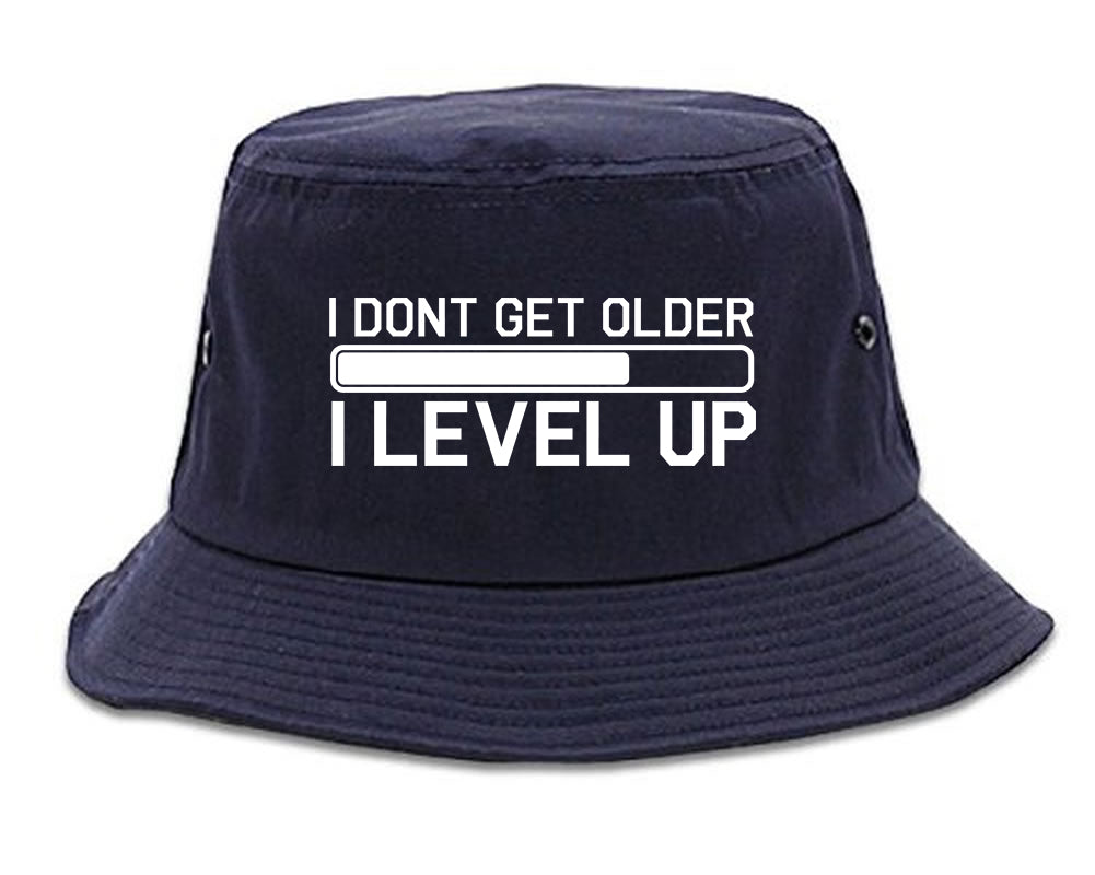 I Dont Get Older I Level Up Funny Birthday Mens Bucket Hat Navy Blue