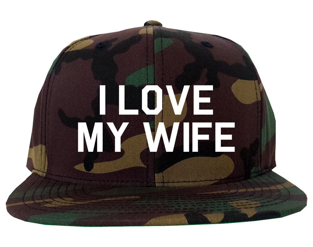 I Love My Wife Gift Mens Snapback Hat Green Camo