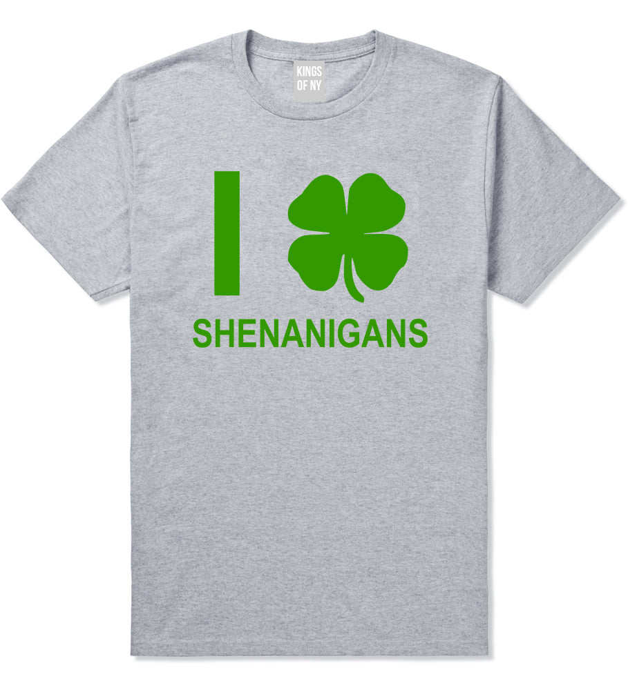 I Love Shenanigans Shamrock Mens T-Shirt Grey