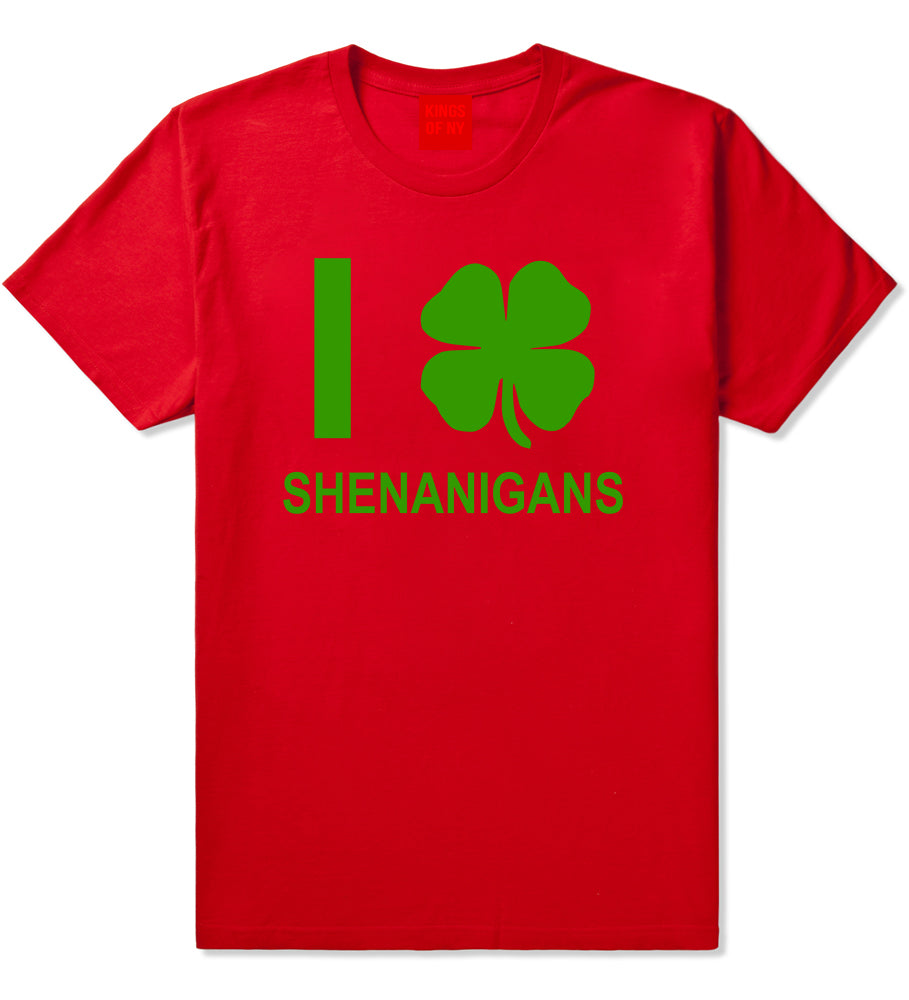 I Love Shenanigans Shamrock Mens T-Shirt Red