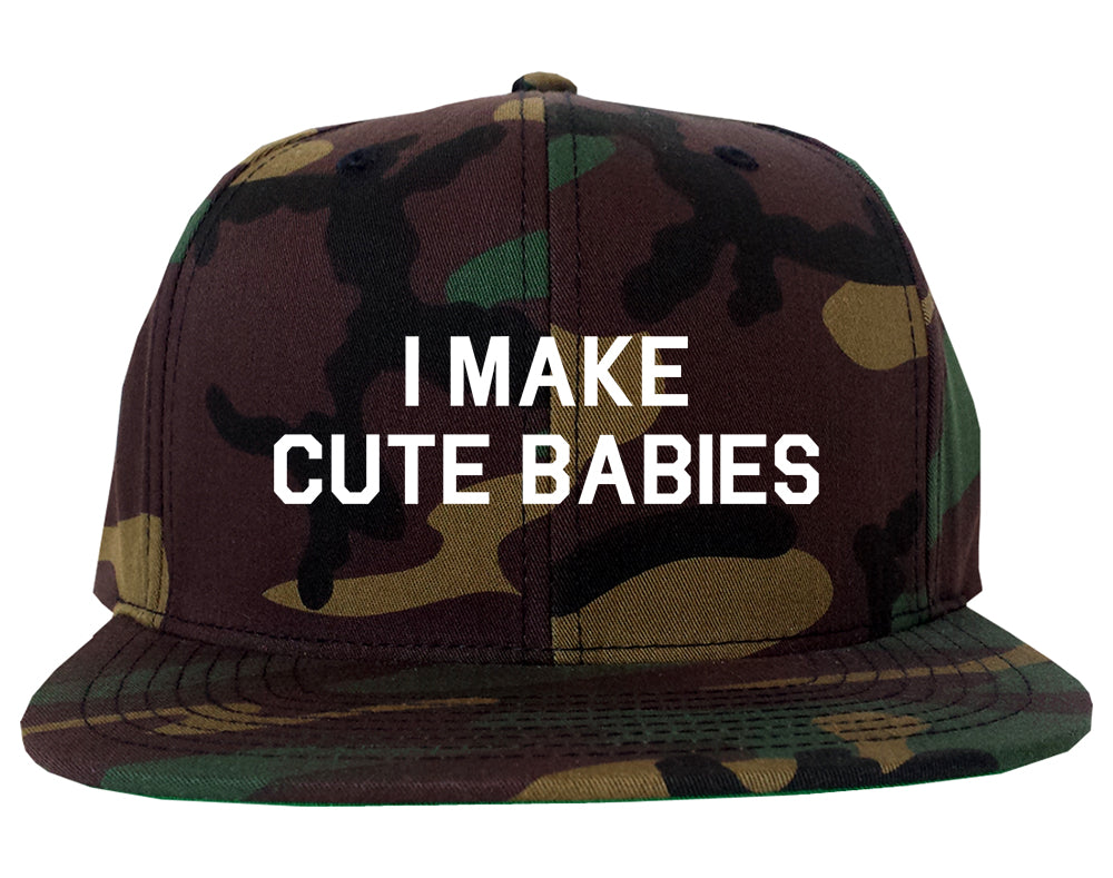I Make Cute Babies Funny New Dad Mens Snapback Hat Army Camo