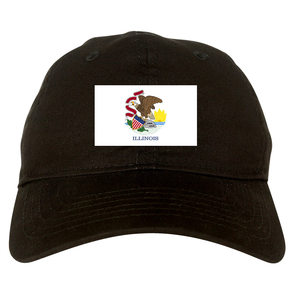 Illinois State Flag IL Chest Mens Dad Hat Black