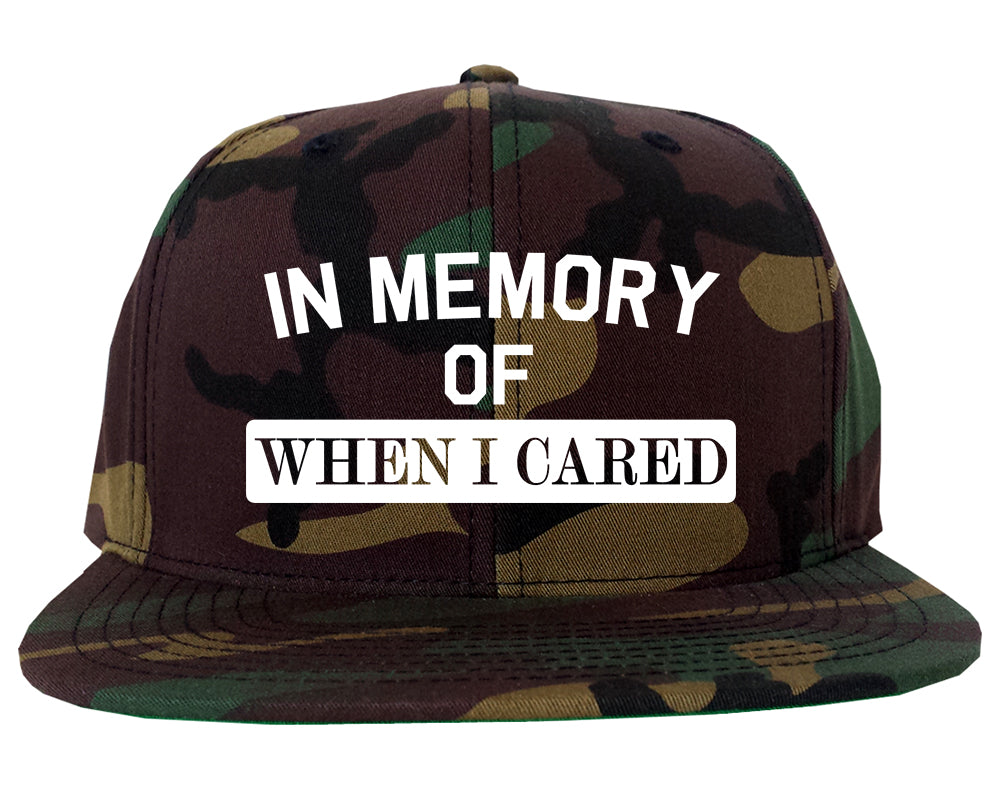 In Memory Of When I Cared Mens Snapback Hat Army Camo