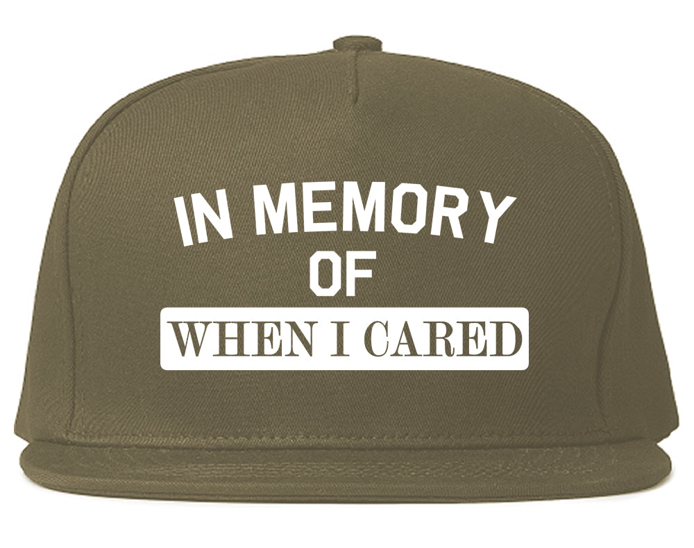 In Memory Of When I Cared Mens Snapback Hat Grey