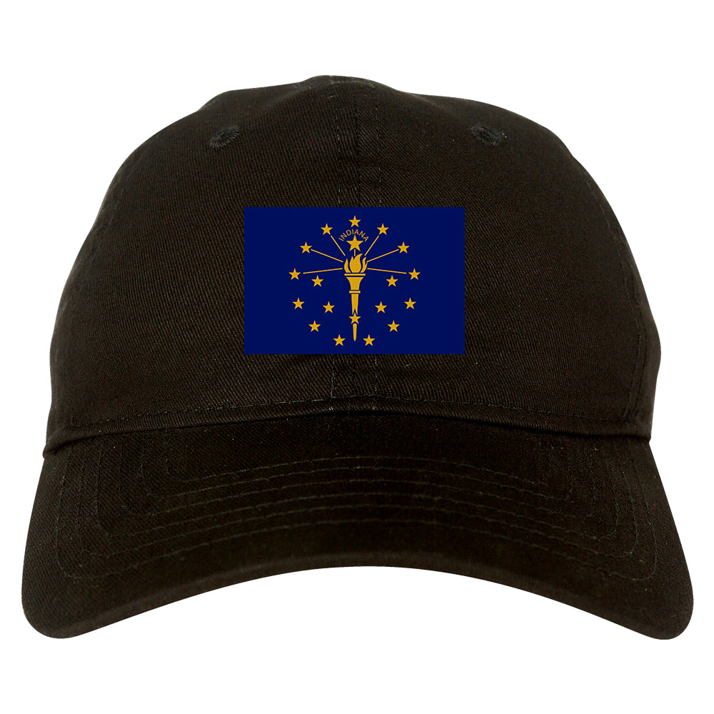 Indiana State Flag IN Chest Mens Dad Hat Black