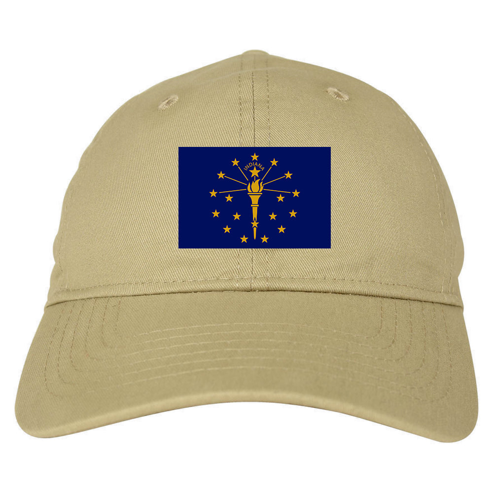 Indiana State Flag IN Chest Mens Dad Hat Tan