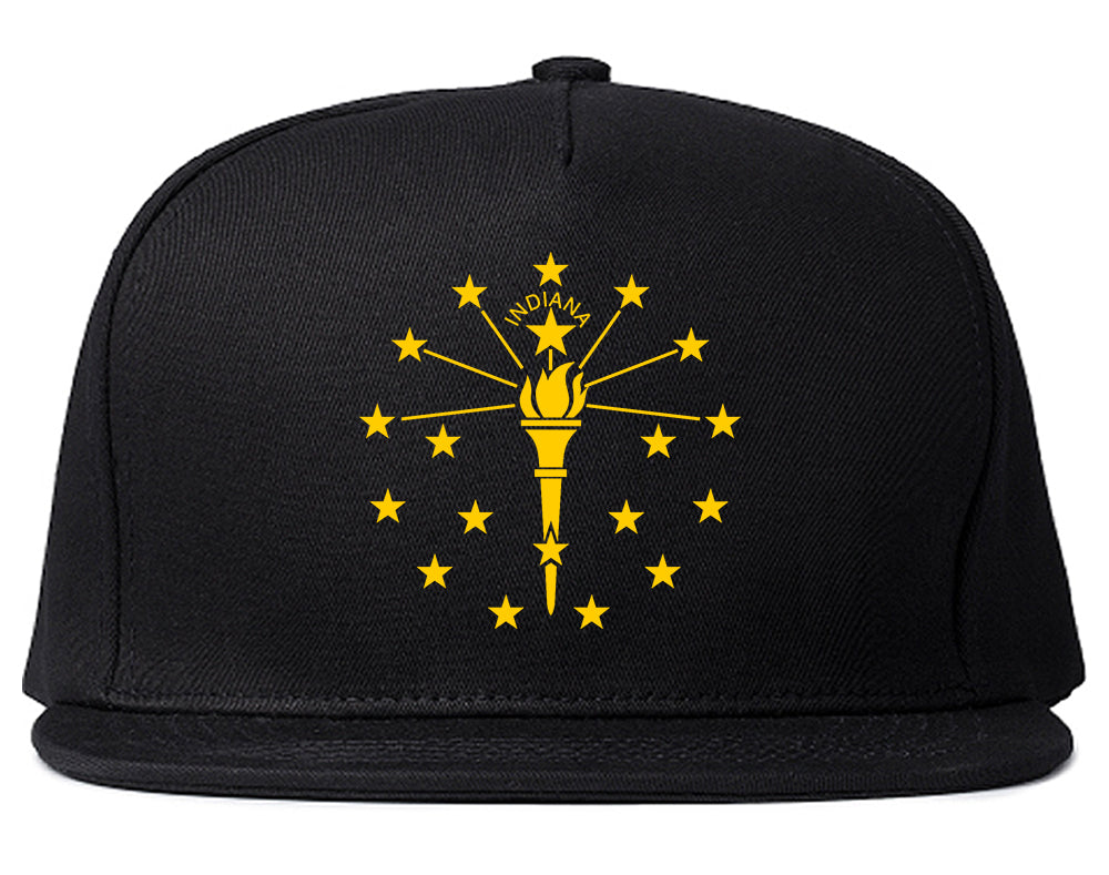 Indiana State Flag Outline Mens Snapback Hat Black