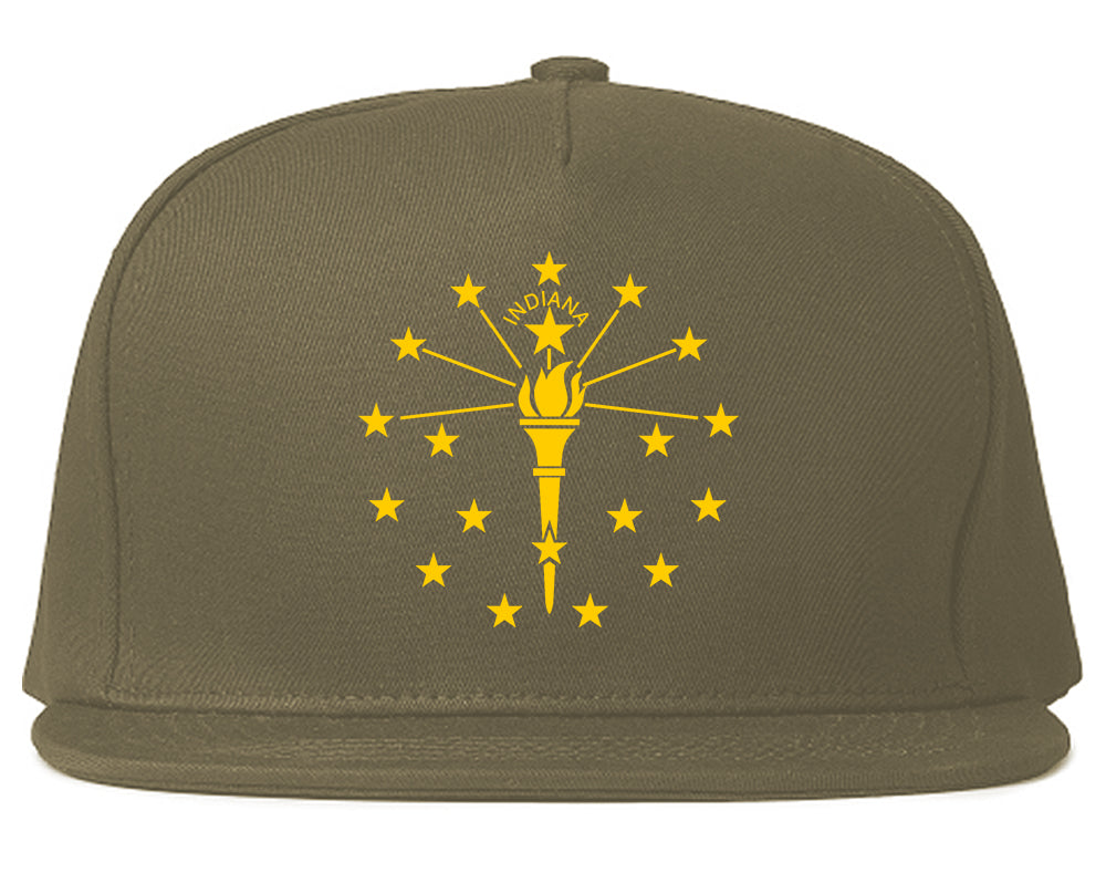Indiana State Flag Outline Mens Snapback Hat Grey