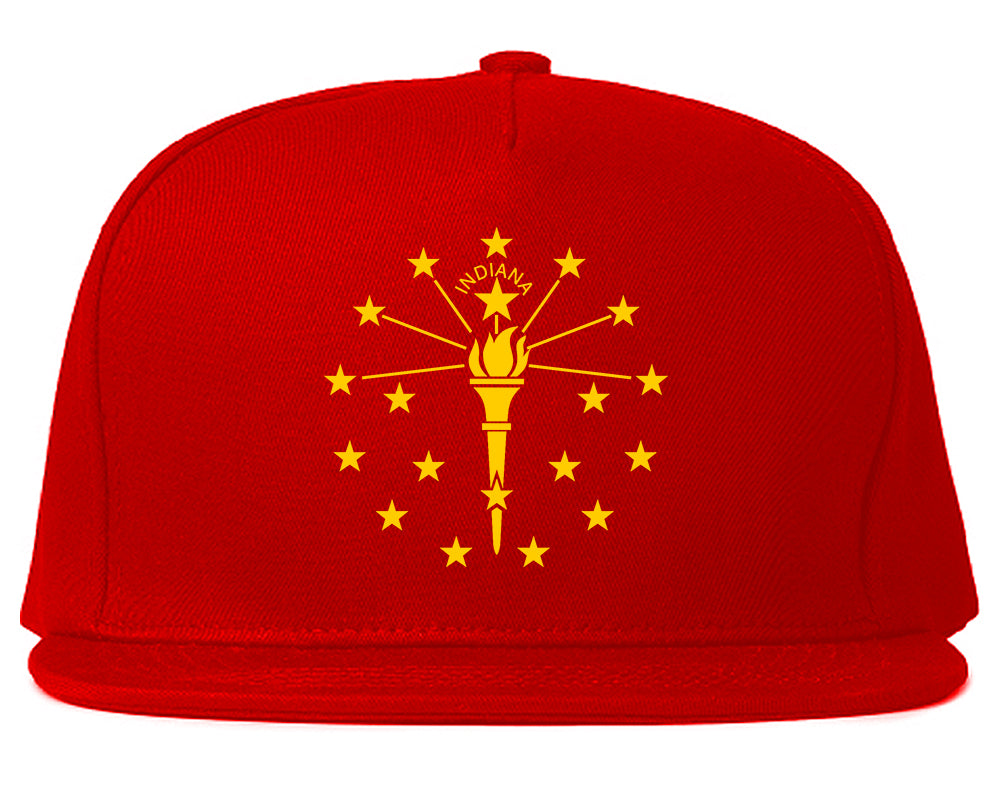 Indiana State Flag Outline Mens Snapback Hat Red