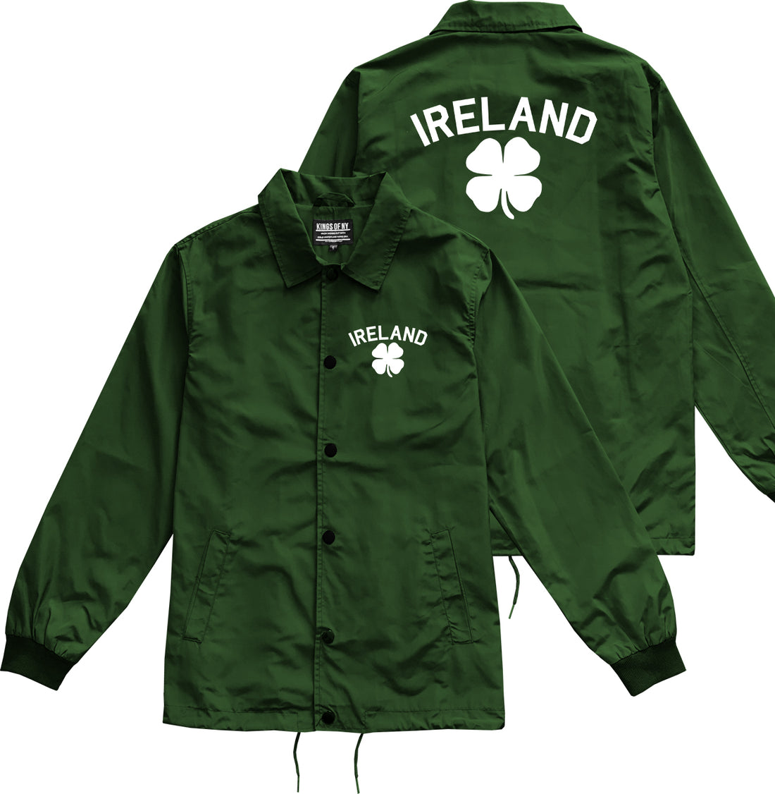 Ireland Shamrock St Paddys Day Mens Coaches Jacket Green