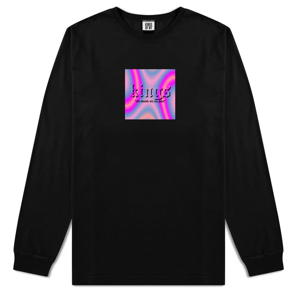 Iridescent Till Death Box Logo Mens Long Sleeve T-Shirt Black