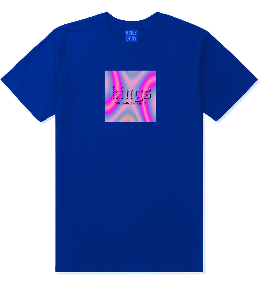 Iridescent Till Death Box Logo Mens T-Shirt Royal Blue