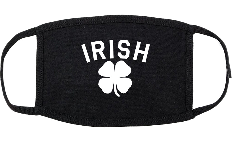 Irish Four Leaf Clover St Patricks Day Cotton Face Mask Black