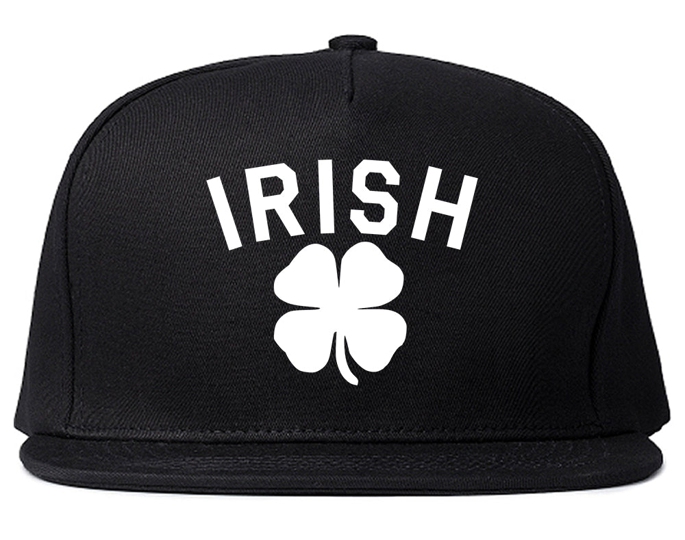 Irish Four Leaf Clover St Patricks Day Mens Snapback Hat Black