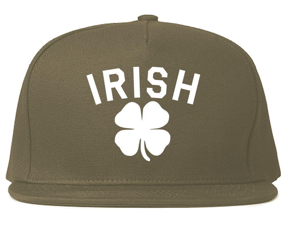 Irish Four Leaf Clover St Patricks Day Mens Snapback Hat Grey