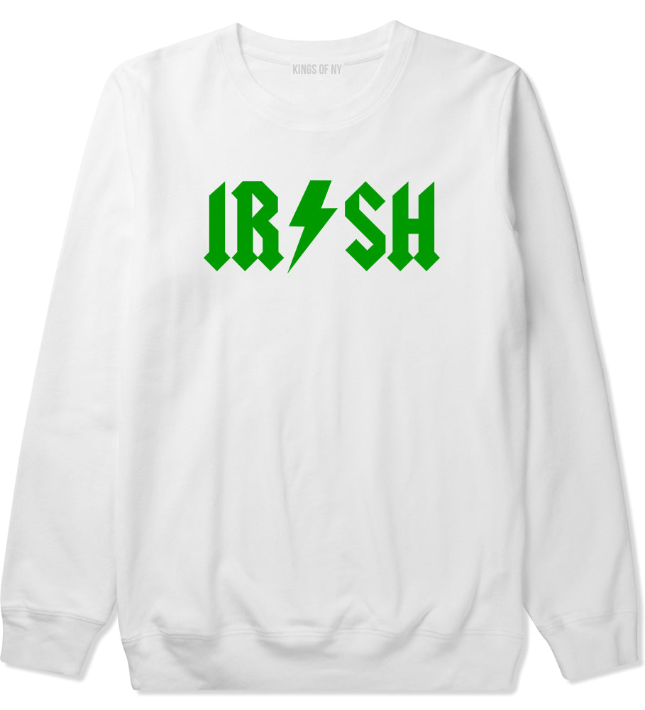 Irish Rockstar Funny Band Logo Mens Crewneck Sweatshirt White